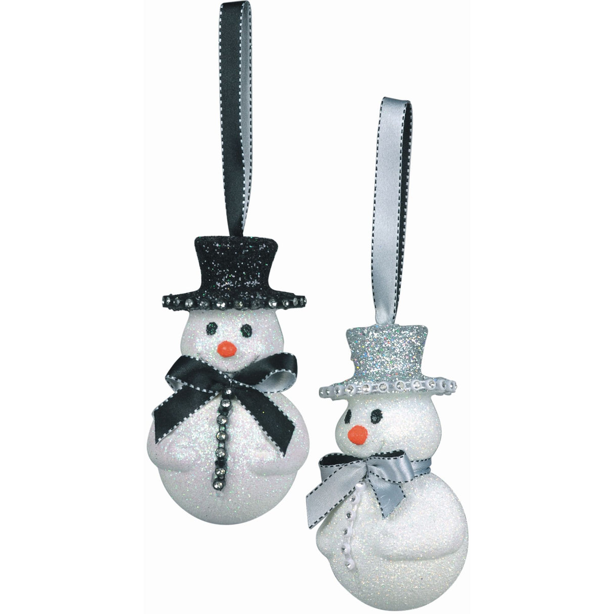 Weiste Christmas Tree Decorations Set of 2 - Snowman with Top Hat & Bow Tie