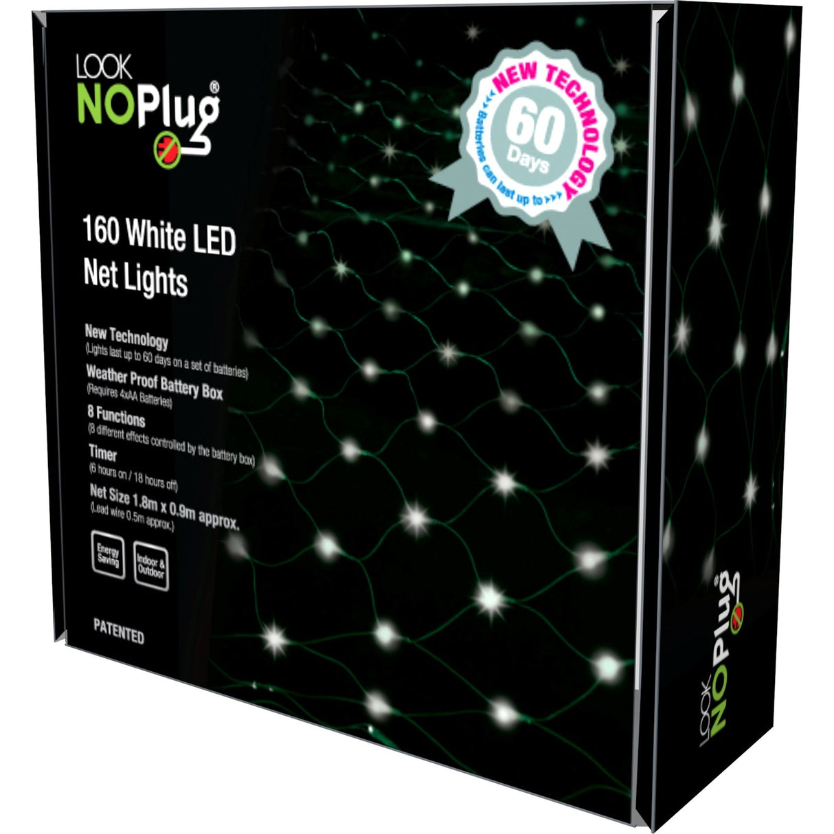 Christmas Lights - Net Light 160 LNP LED Multi Function No Plug (White)