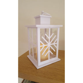 Christmas Lantern with Battery Operated Candle - Snowflake
