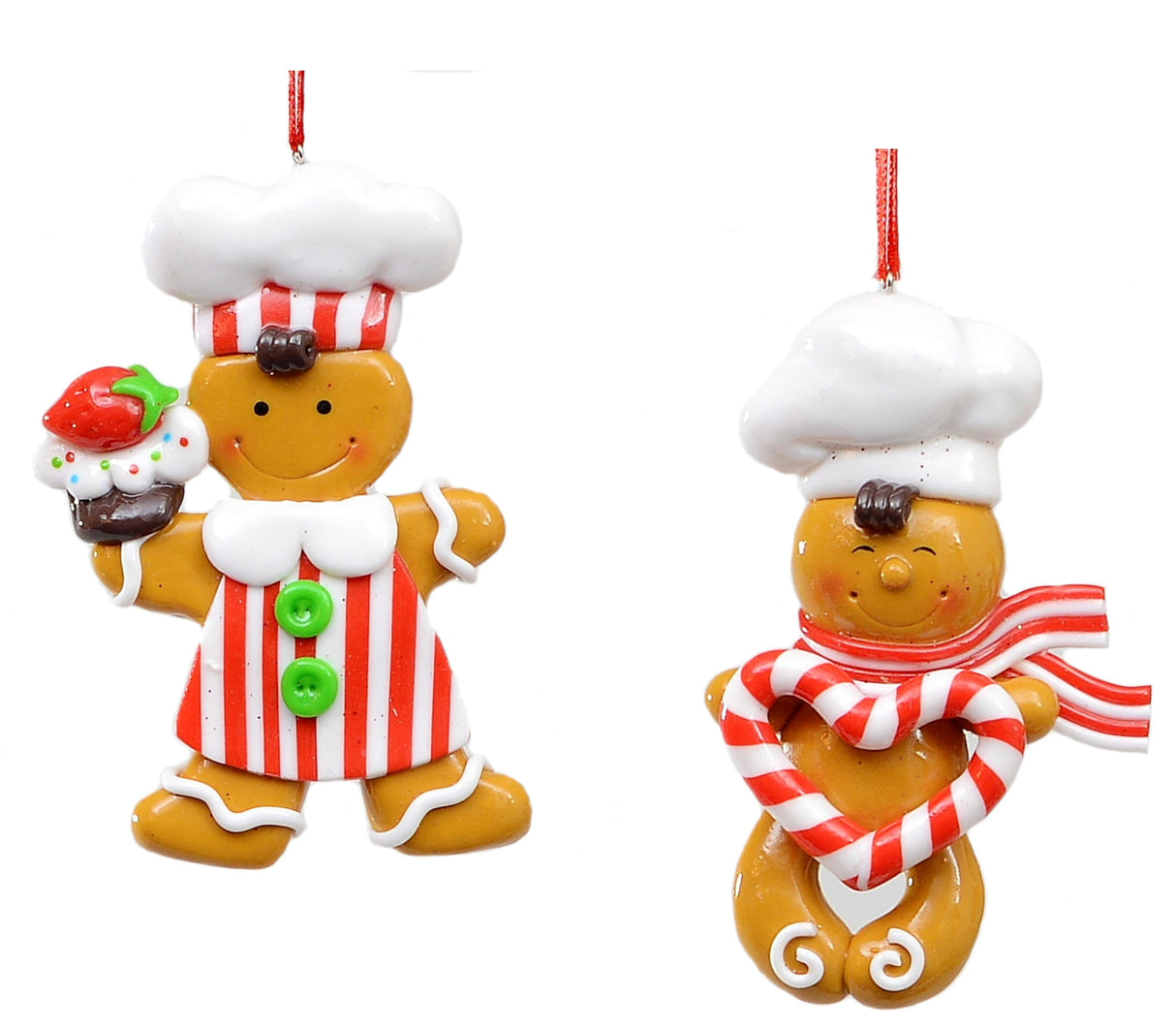 Christmas Tree Hanging Decorations - Gingerbread Man Pack of 2 Assorted