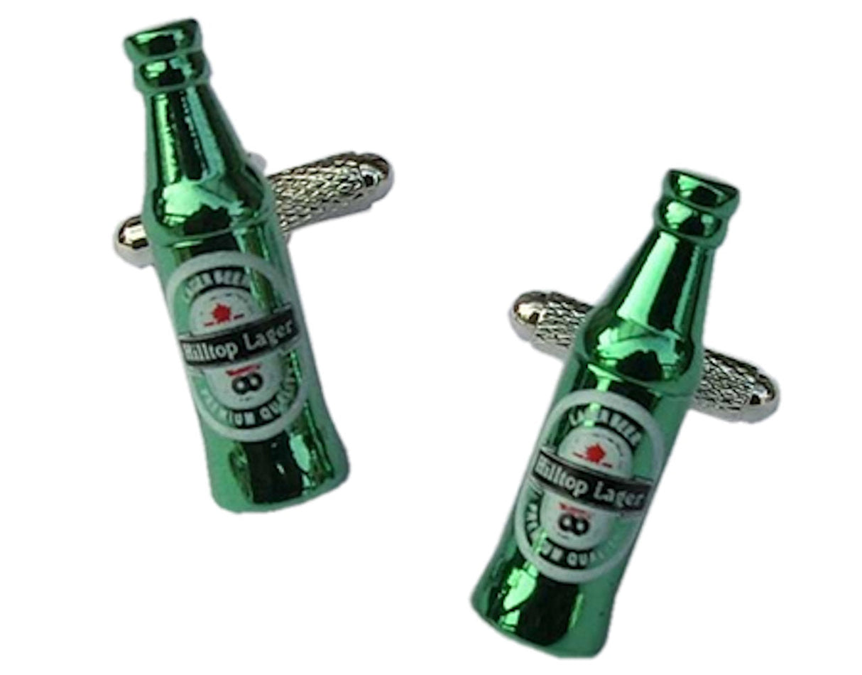 Green Lager Bottle Cufflinks