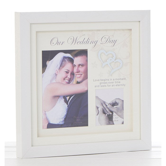 Double Photo Frame - Our Wedding Day (White Gloss)