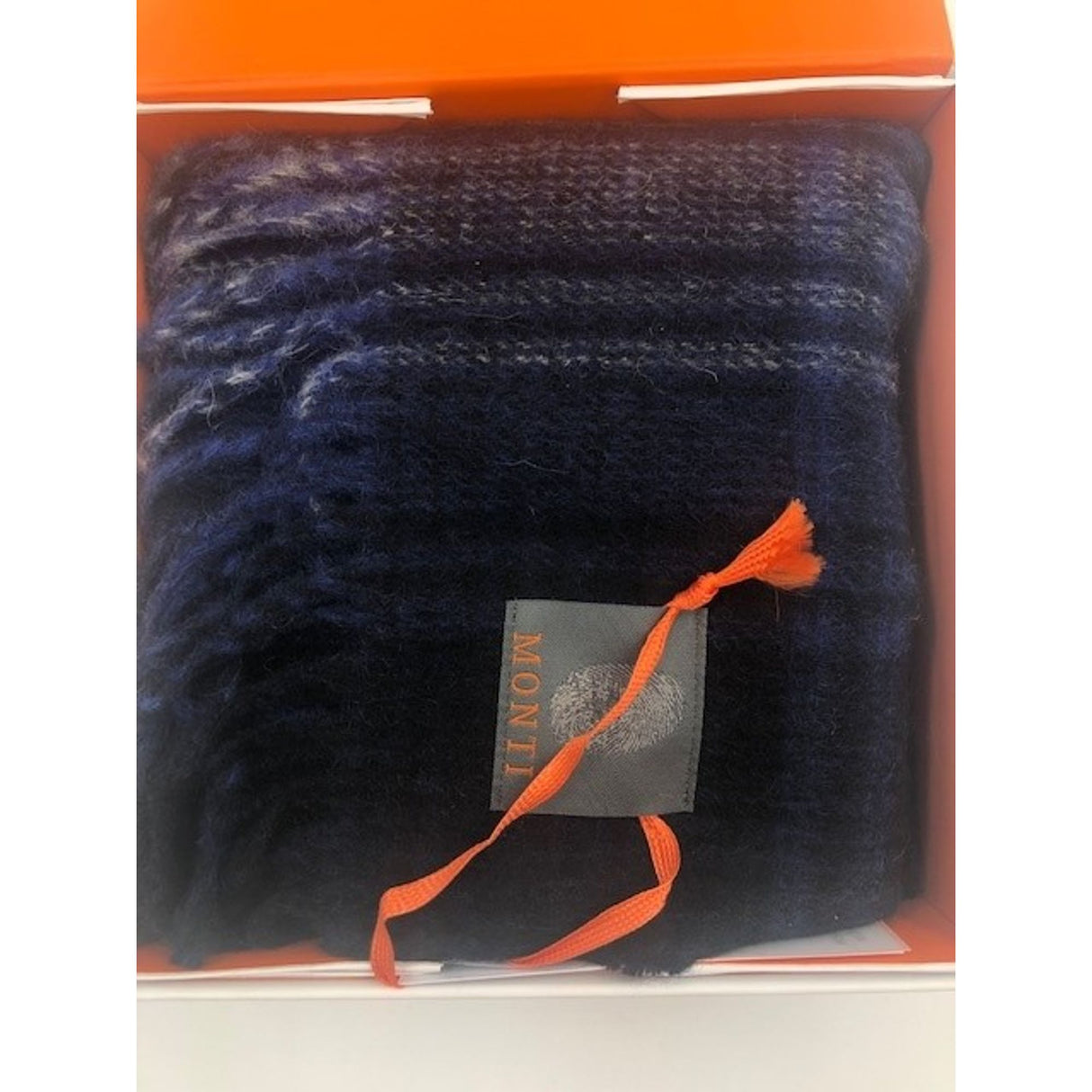 Monti Gents Wool/Cashmere Scarf - Navy Check