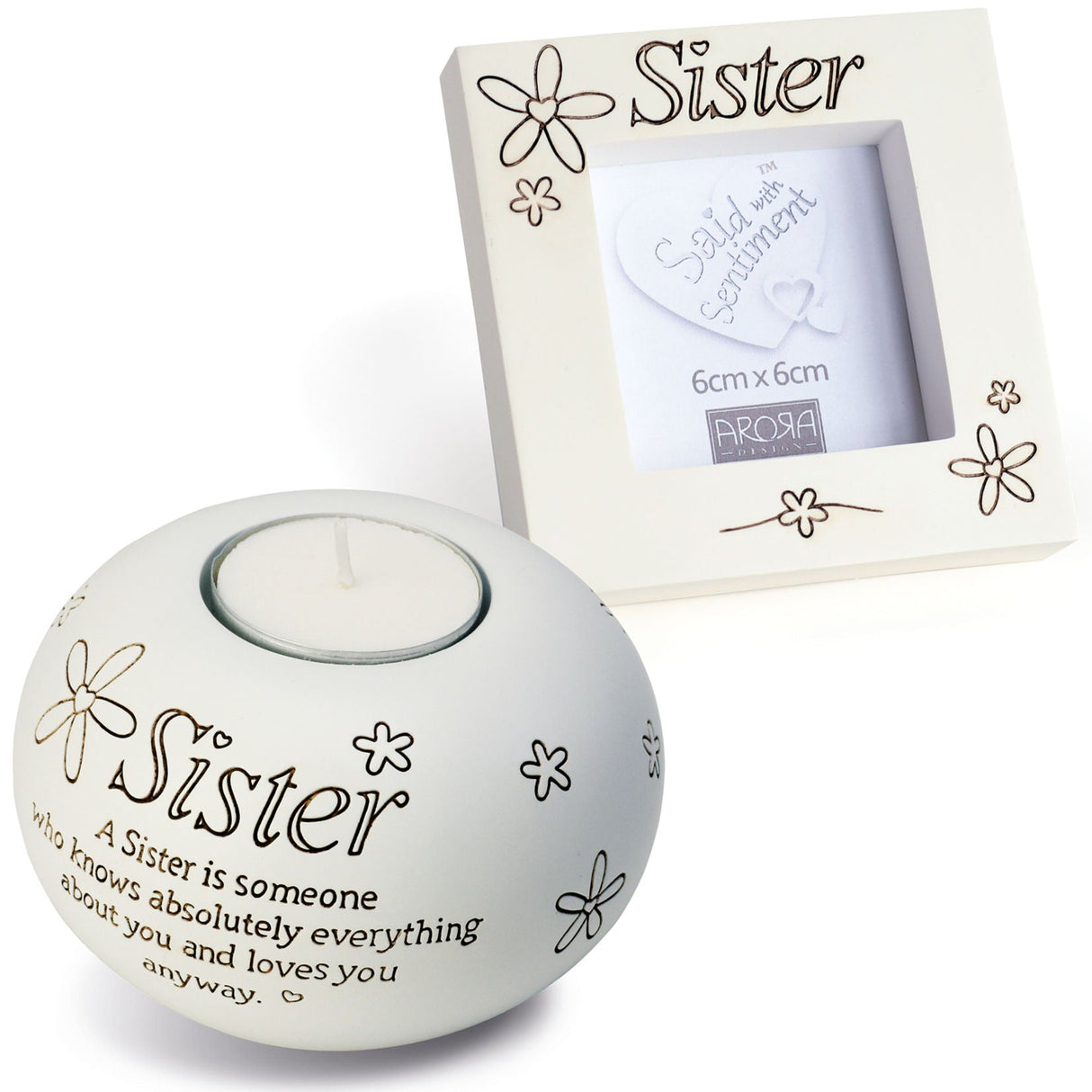 Said with Sentiment Candle Holder & Frame: Sister