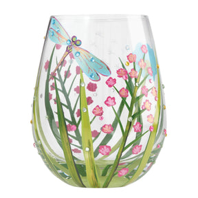 Stemless Wine Glass with Butterfly Design 