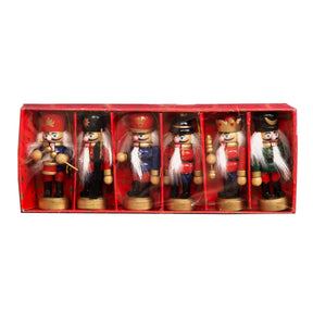 Christmas Tree Hanging Decorations - Wooden Nutcracker Pack of 6 Assorted