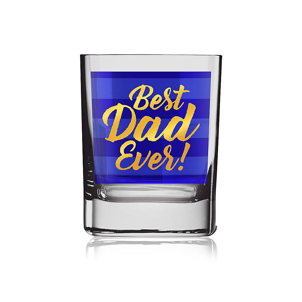 Gold & Blue Glass Tumbler - Best Dad Ever!