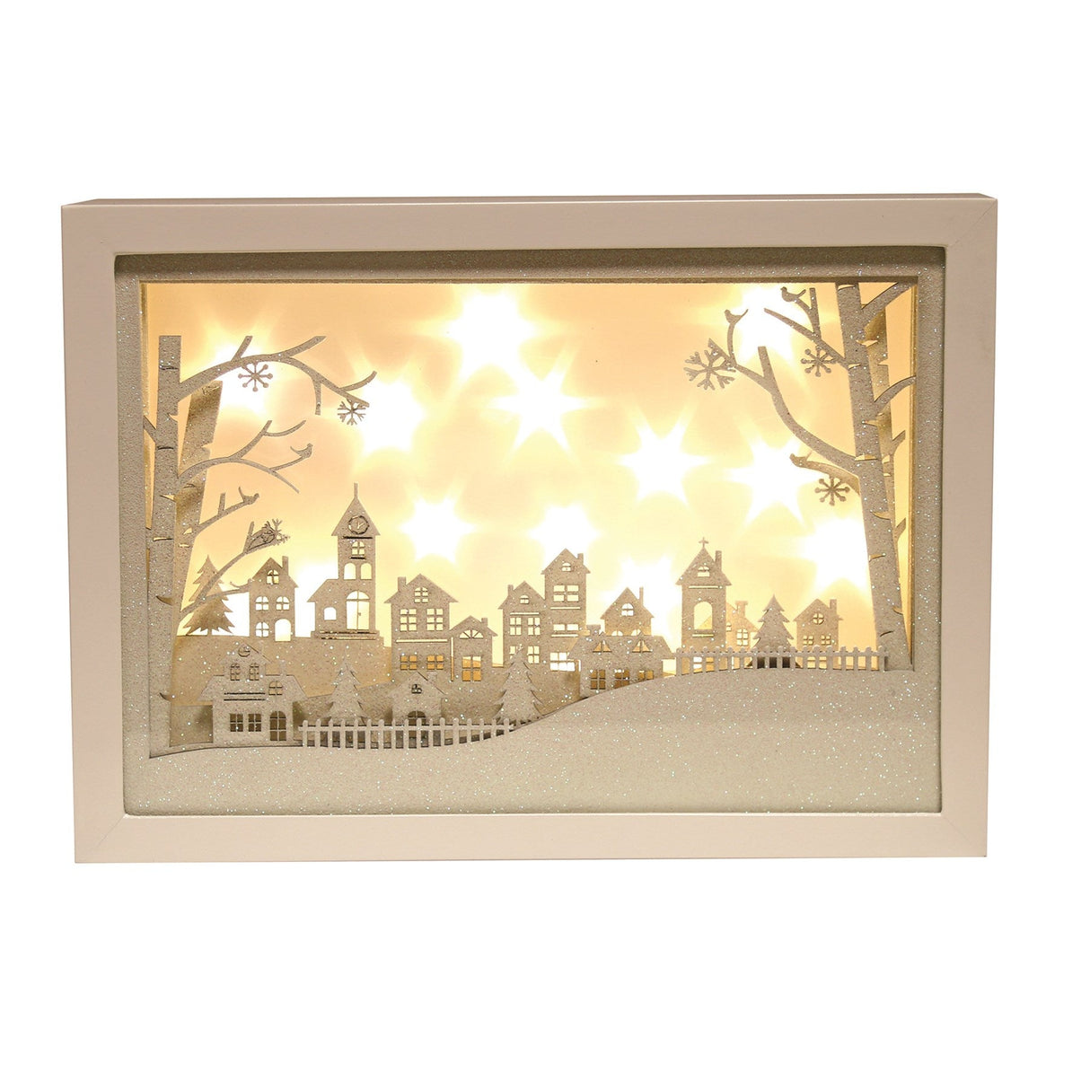 Christmas Decoration - LED Light Up Musical  Window Scene with Urban Village