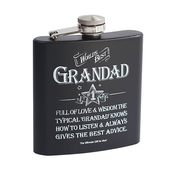 Ultimate Man Gift Hip Flask - Worlds Best Grandad