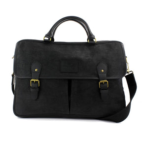 British Bag Company Navigator Waxed Canvas Briefcase - Black