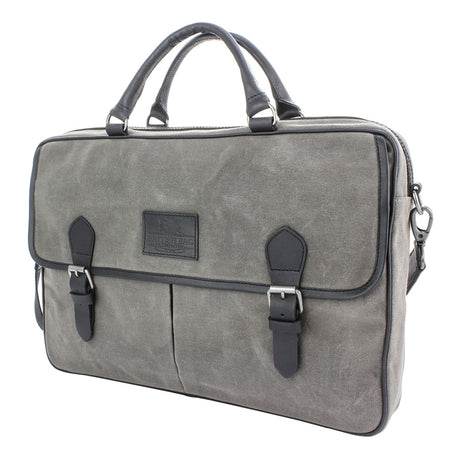 British Bag Company Navigator Waxed Canvas Briefcase - Grey