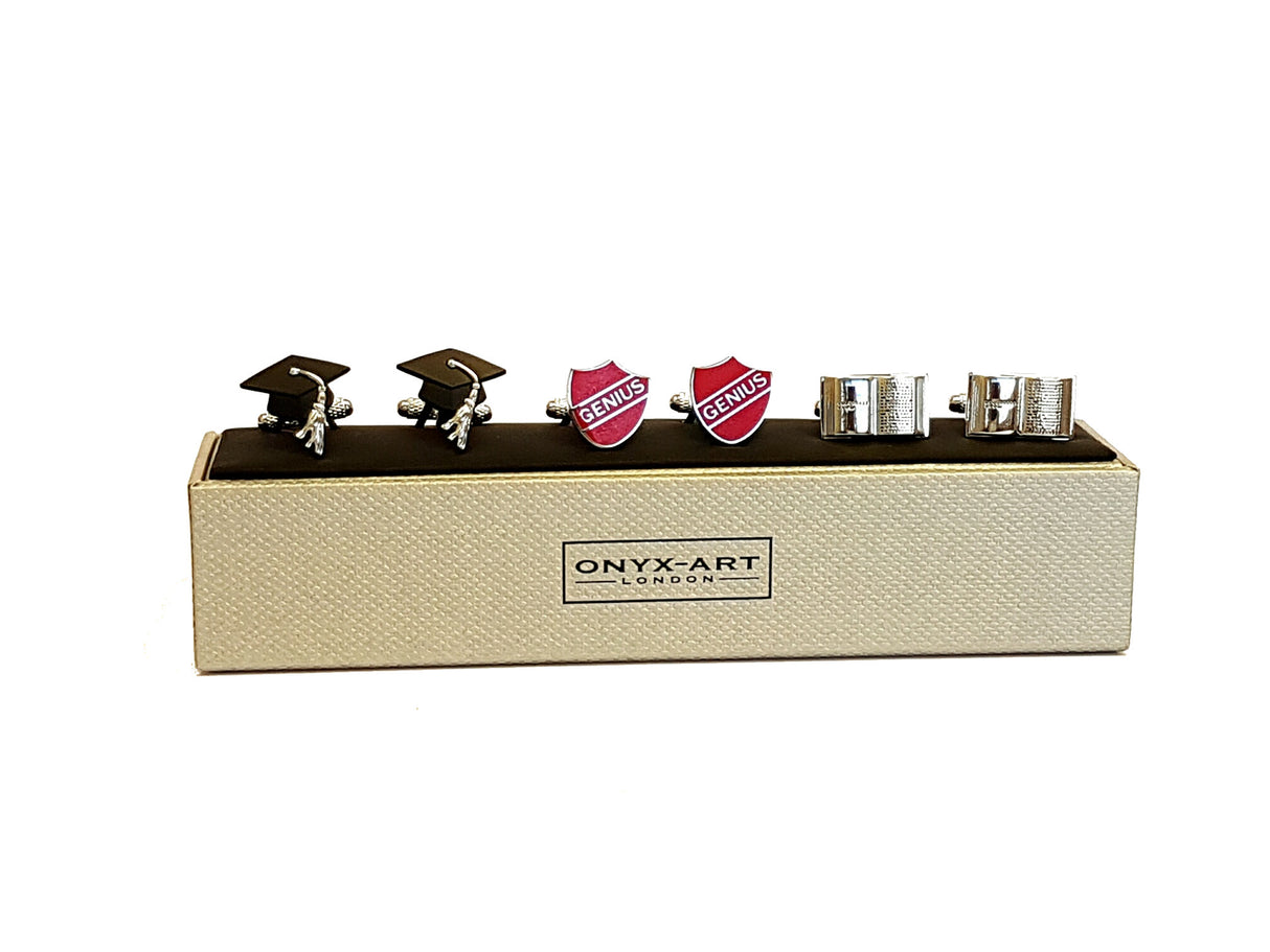 Graduation Cufflinks 3 Pair Gift Set