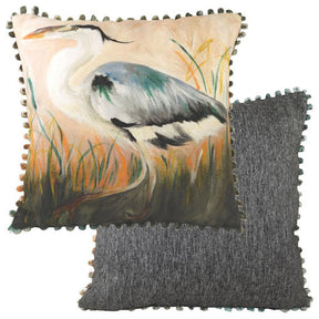 Evans Lichfield Dartmoor Collection Bobble Trim Cushion Cover: Heron 17x17"