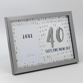 Hotchpotch Luxe Birthday Gunmetal Photo Frame 4x6" - 40 (Male)