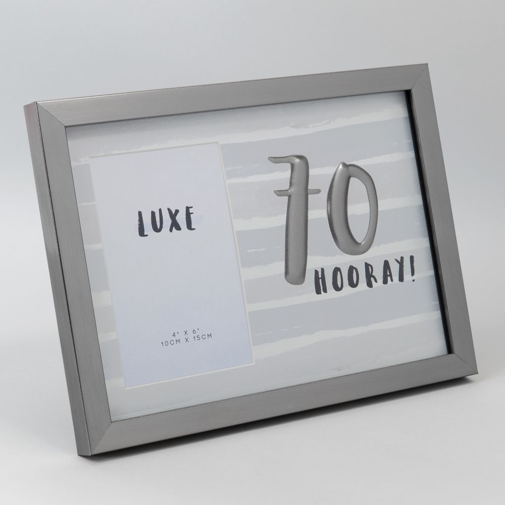 Hotchpotch Luxe Birthday Gunmetal Photo Frame 4x6" - 70 (Male)