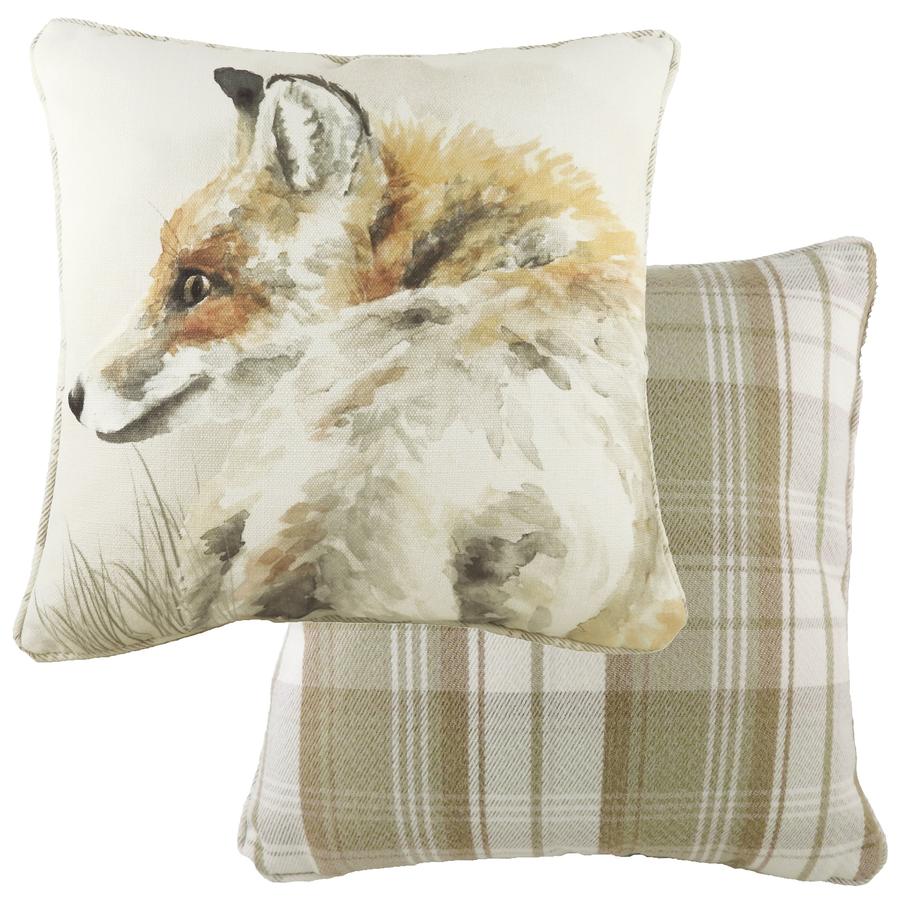 Evans Lichfield Watercolour Collection Piped Cushion Cover: Fox 17x17"