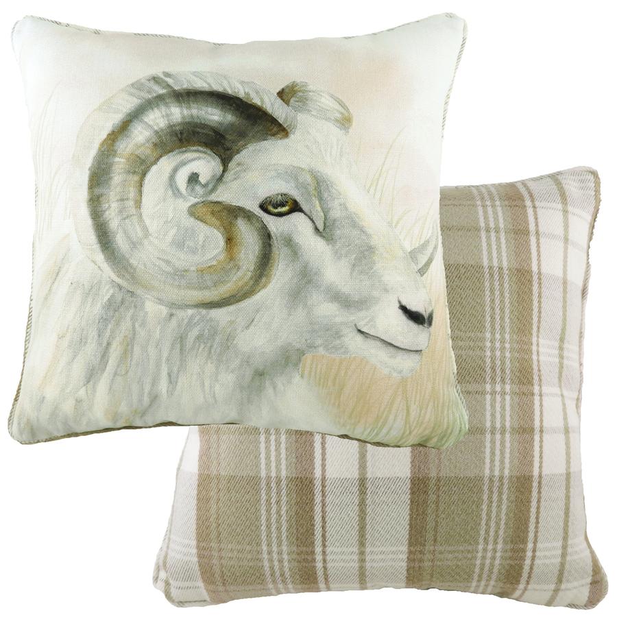 Evans Lichfield Watercolour Collection Piped Cushion Cover: Ram 17x17"