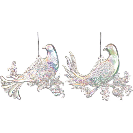 Christmas Tree Hanging Decorations - Iridescent Doves Pack of 2