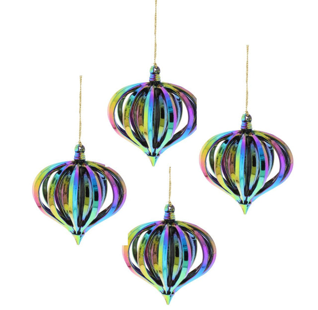 Christmas Tree Baubles - Shatterproof Dark Iridescent Pack of 4