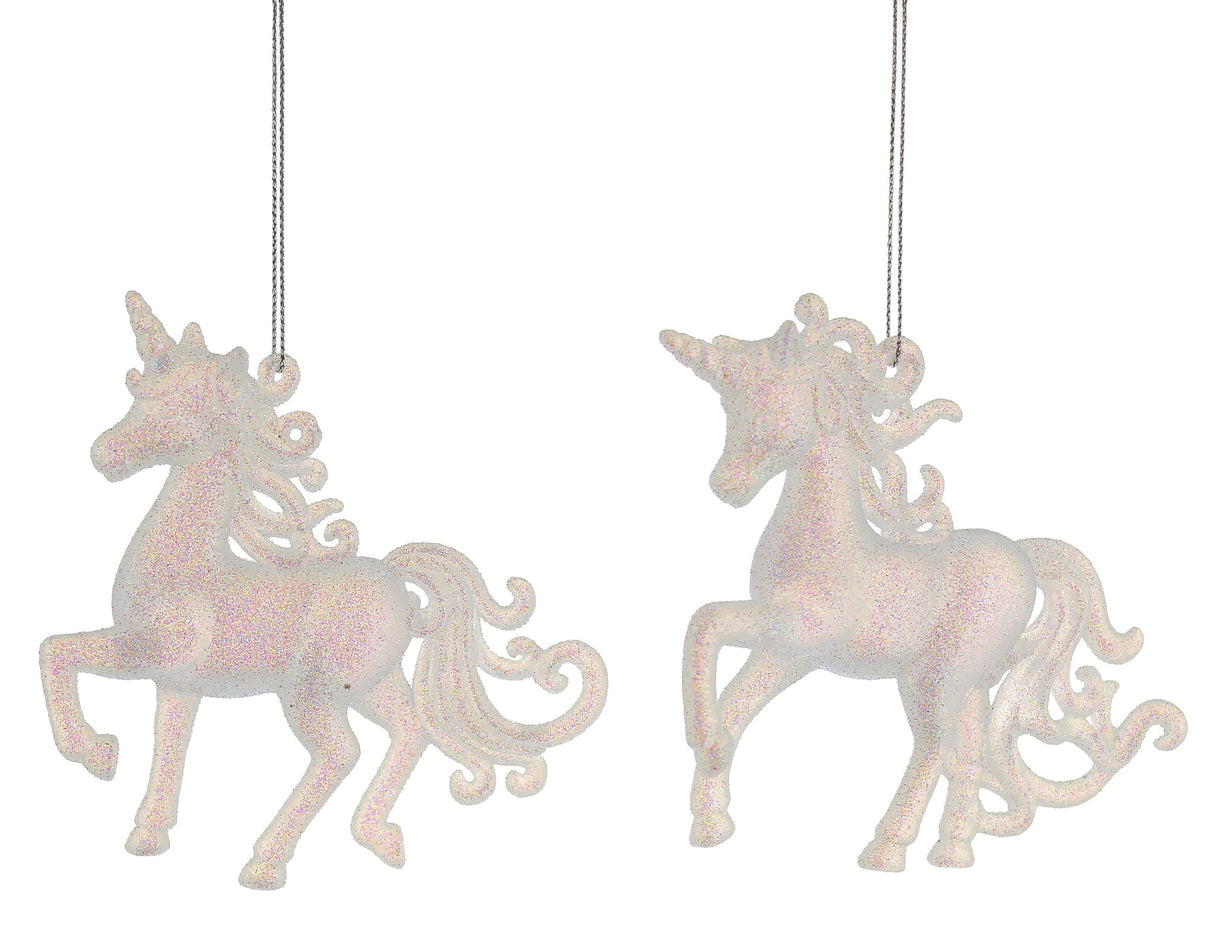 Christmas Tree Hanging Decorations - Glitter Unicorn Pack of 2