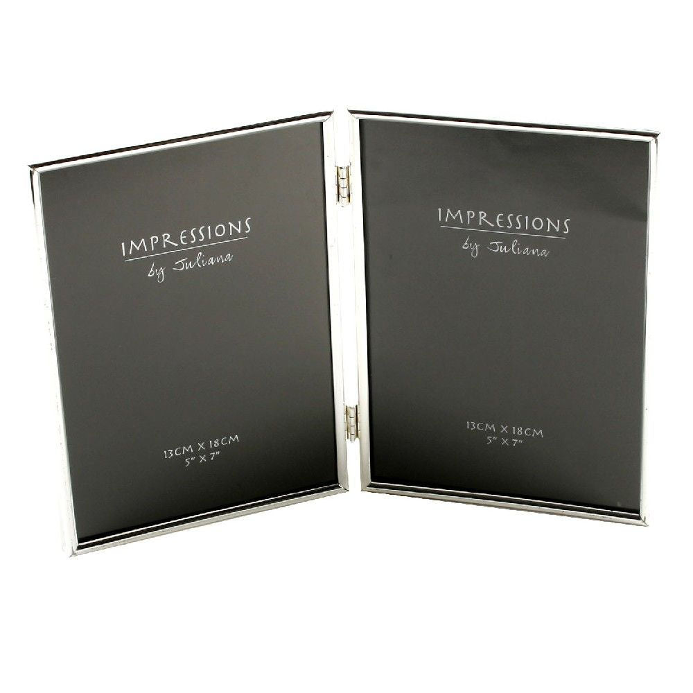 Juliana Impressions Silver Plated Double Photo Frame 5x7"