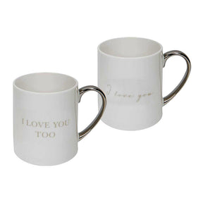 Amore Bone China 2 Mugs Gift Set  - I Love You & I Love You Too