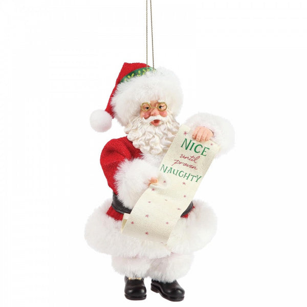 Possible Dreams Santa Hanging Ornament - Nice until Proven Naughty