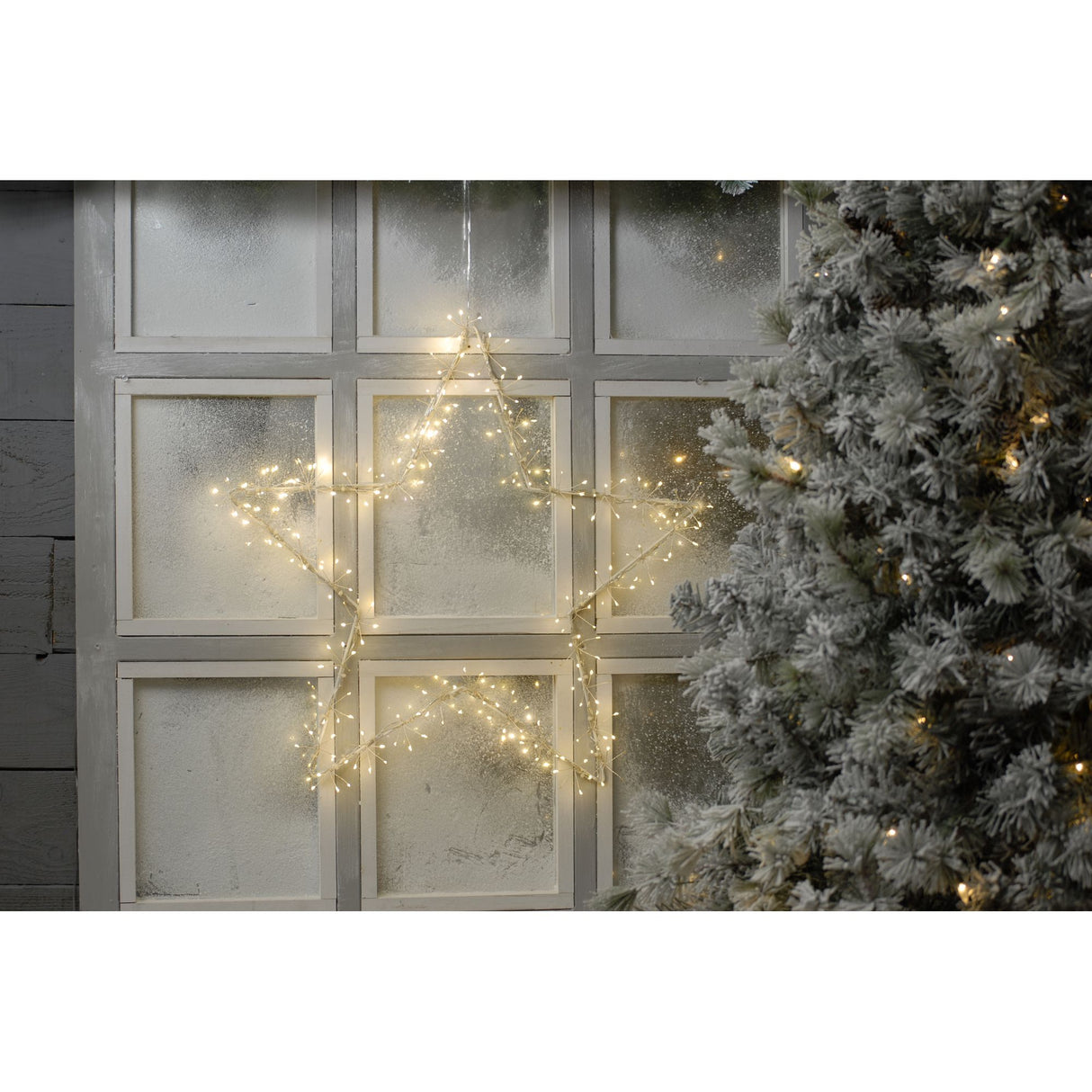 Christmas Decoration - Starburst Snowflake Hanging Light Warm White 60cm