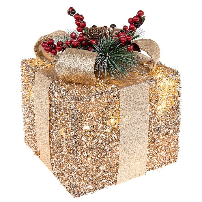 Christmas Decoration - Festive Gift Box with LED Lights