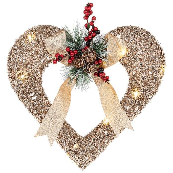 Christmas Decoration - Festive Open Heart with LED Lights