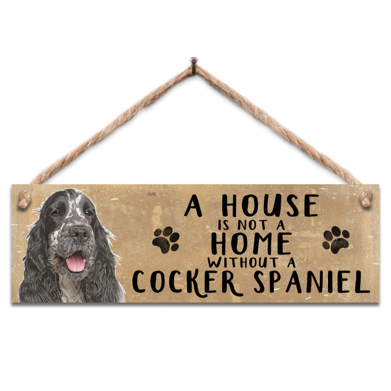 Wooden Sign - Black & White Cocker Spaniel Dog