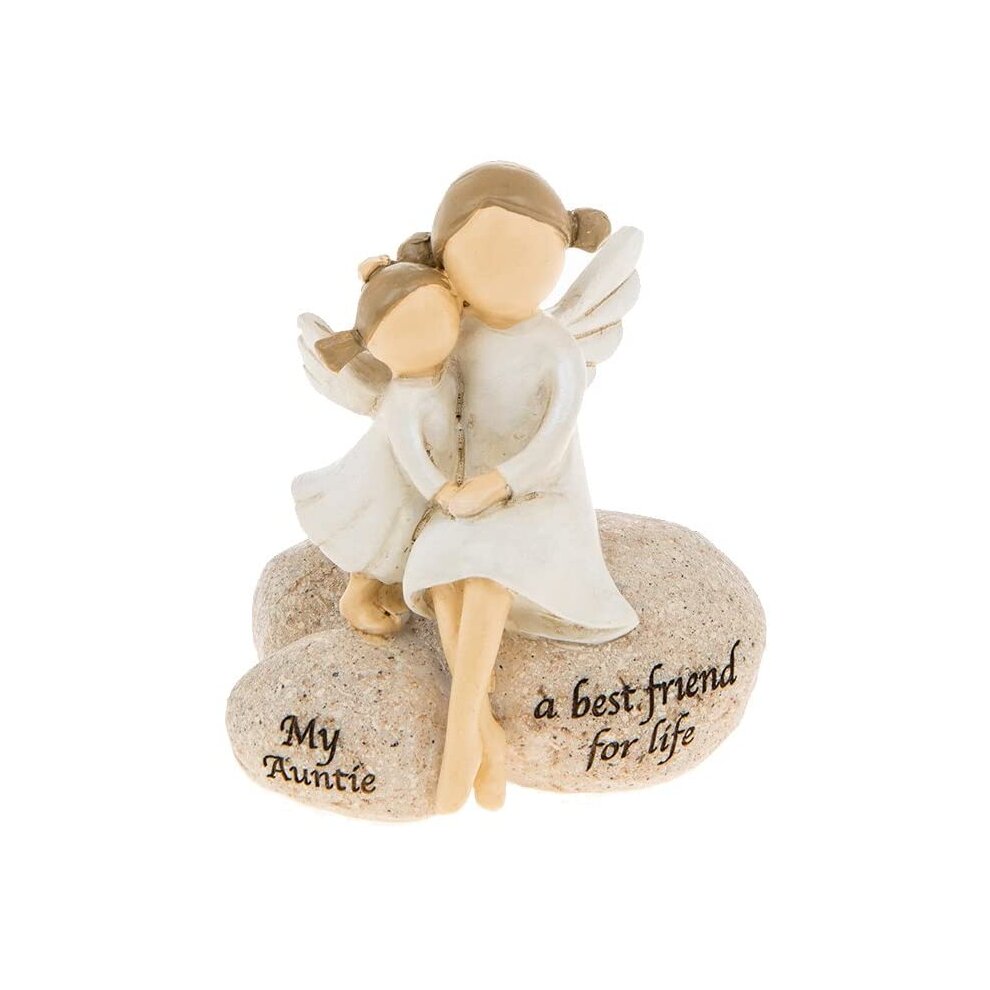 Pebble Art Angel Figurine - Auntie