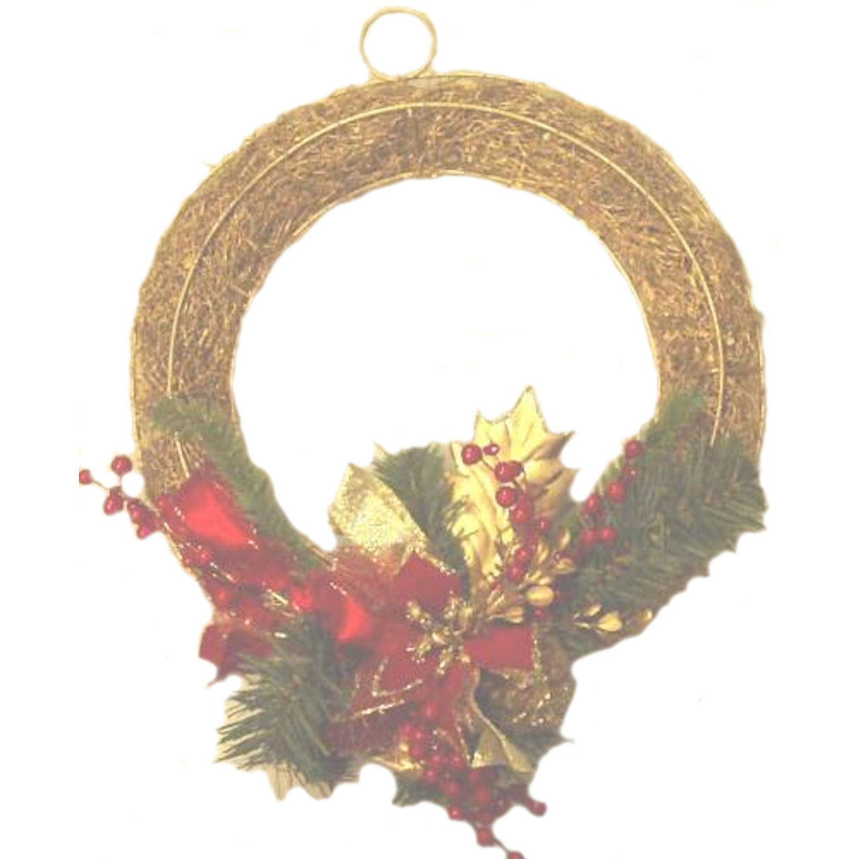 Christmas Wreath 30cm - Red Berries & Gold Pine Cones