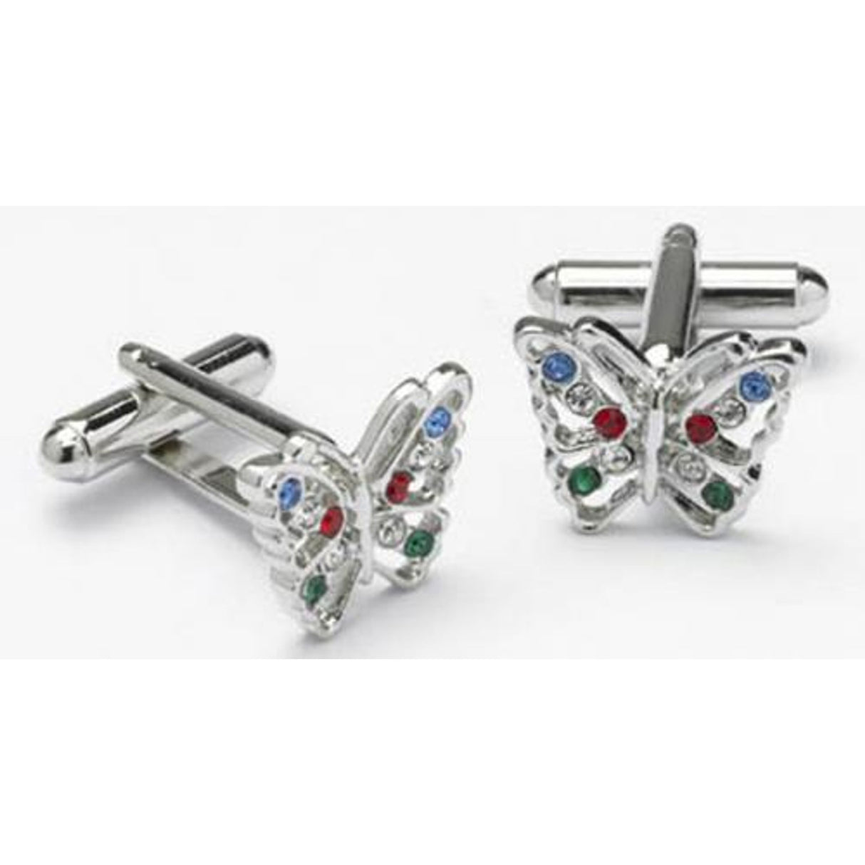 Butterfly Cufflinks with Multi Colour Crystal Wings