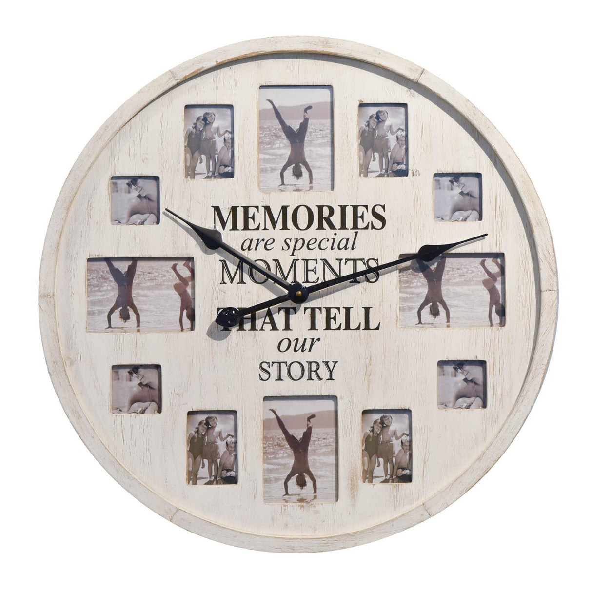 Hometime Wooden Multi Aperture Frame Memories Wall Clock 60cm