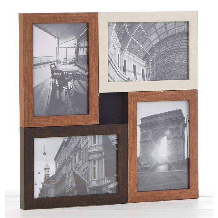 Metallic Wood Multi Collage Photo Frame 4 Pics