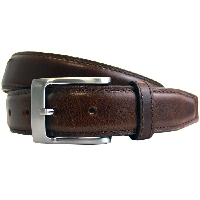 Full Grain Leather Padded Centre Belt - Brown (S)