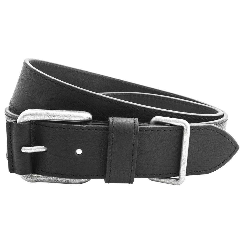 Full Grain Leather Belt with Metal Keeper: Black (S)