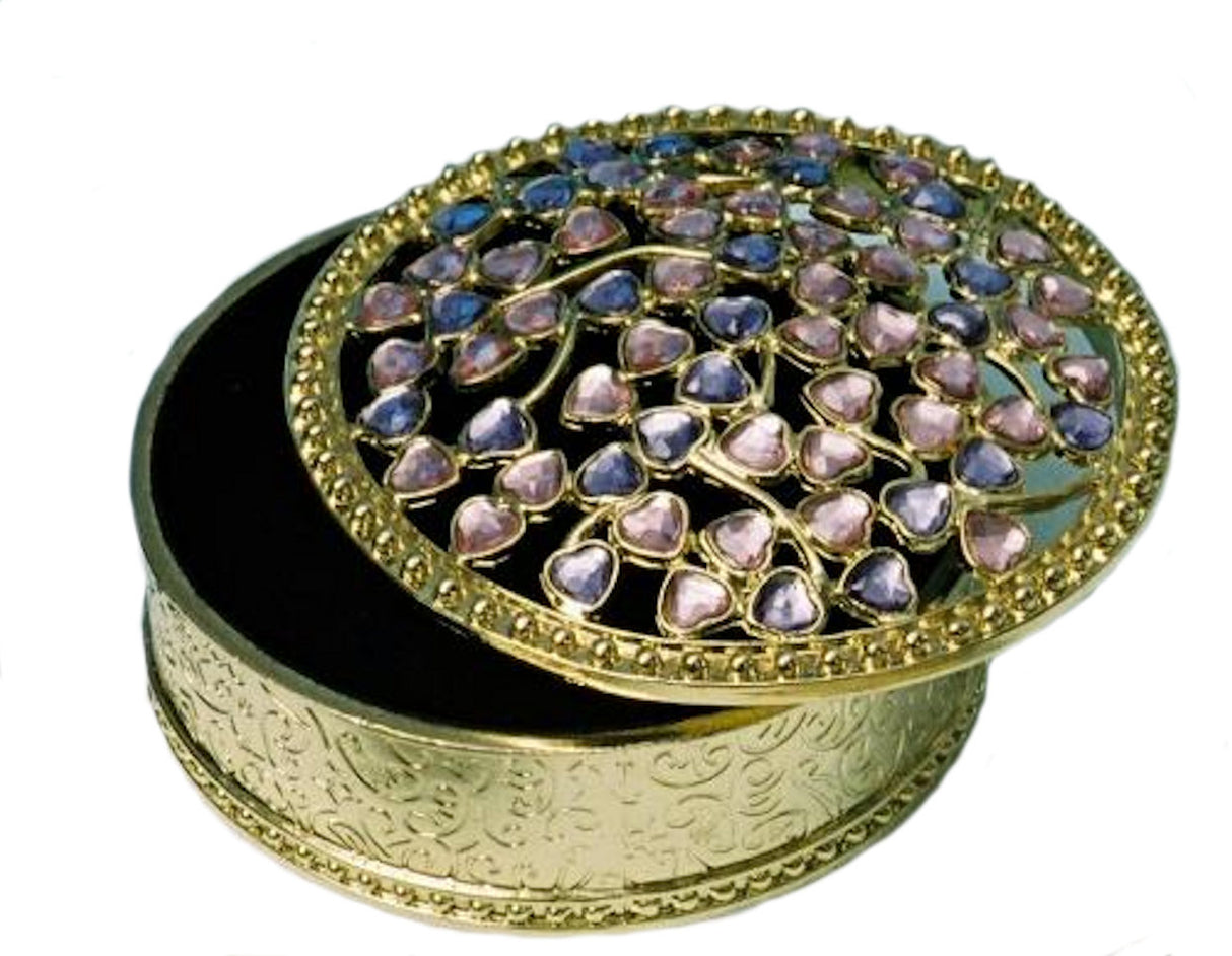 Round Trinket Box with Gemstones