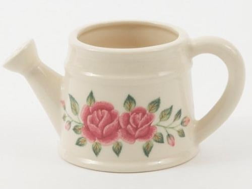 Ceramic Watering Can pot with Rose pattern detail