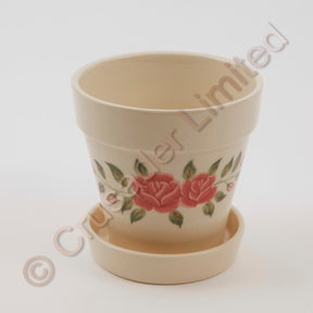 Rose Patterned Plant Pot & Saucer Set 14cm