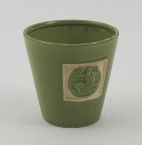 Green Round plant pot with Frog design
