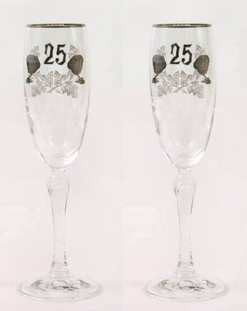 Glass Flutes Set - 25th Silver Wedding Anniversary