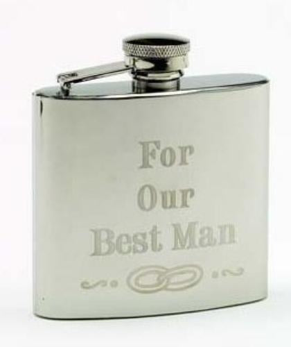 Harvey Makin 4oz Stainless Steel Hip Flask - Wedding Party (Best Man)