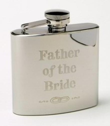 Harvey Makin 4oz Stainless Steel Hip Flask - Wedding Party (Father of the Bride)