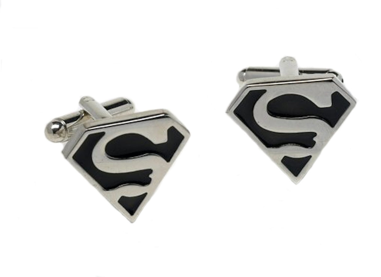 Superman Logo Cufflinks - Silver & Black