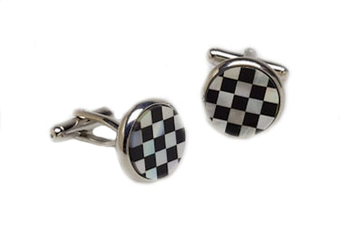 Mother of Pearl & Onyx Chequered Cufflinks