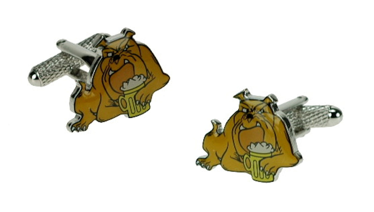 British Bulldog with Pint Cufflinks