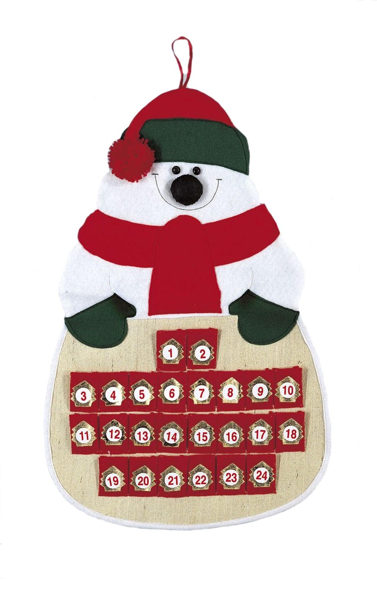 Advent Calendar - Fabric Snowman with Numbered Pockets