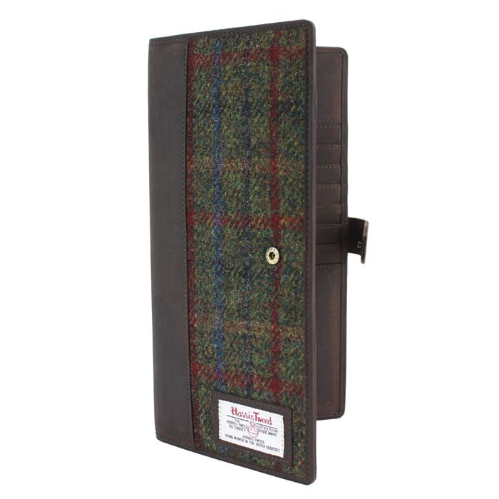 Harris Tweed Travel Document Wallet: Breanais Green